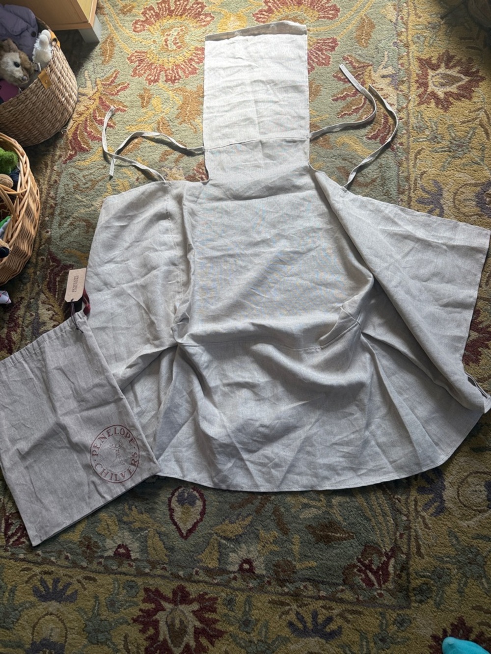 Neutral Linen Apron with Pockets